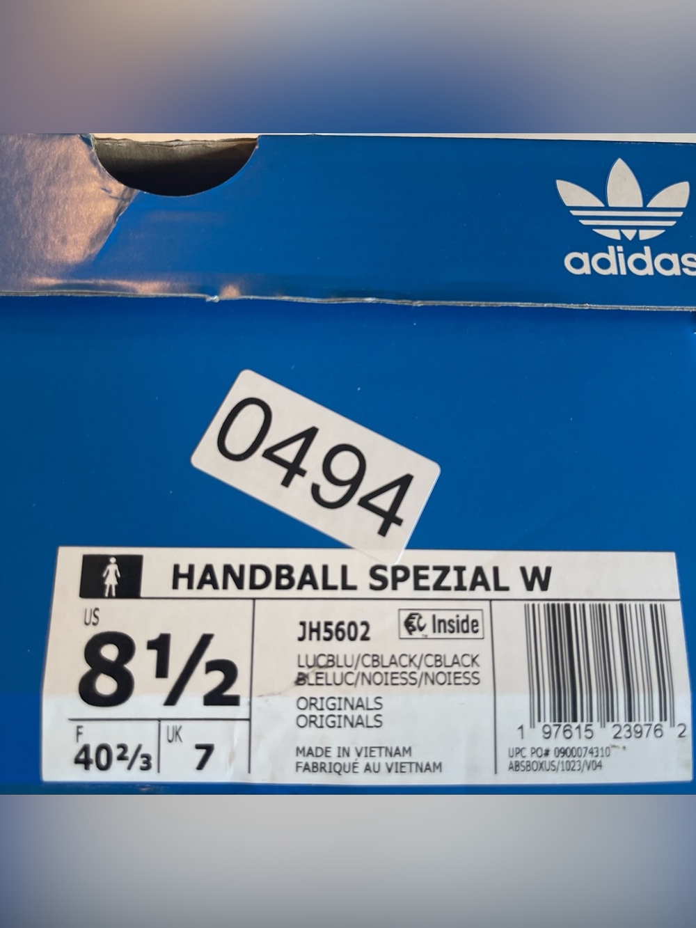 NIB ADIDAS HANDBALL SPEZIAL LT LUCID BLUE BLACK SNEAKERS WOMENS 8.5 - Picture 12 of 12